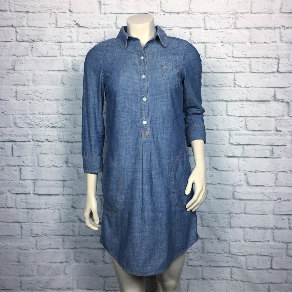 Canvas by Lands End Chambray Shift Shirt Dress 0